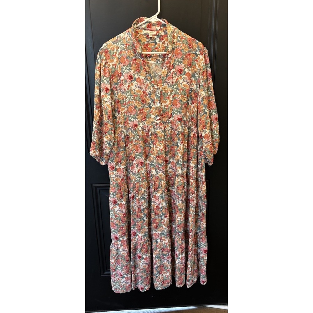 Kate Sam Floral Boho Tiered Peasant Dress XXL Modest Cottagecore‎ Balloon Sleeve